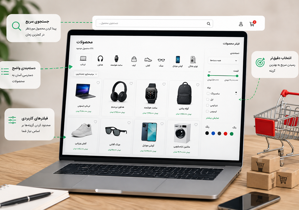 کاربر برای پیدا کردن محصول در سایت چه مسیری را طی میکند؟